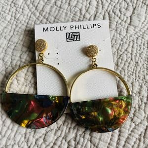 Molly Phillips gold and multi color half circle hoops